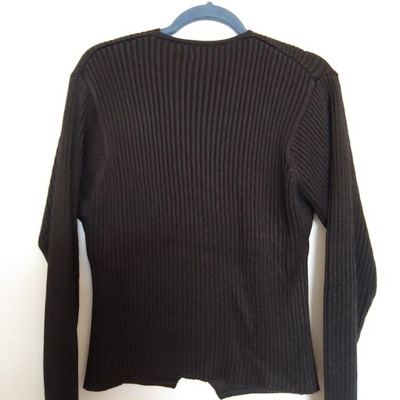 Fay's at Mira sophisticate black wrap thick rib knit long sleeve sweater size XL - Picture 12 of 12